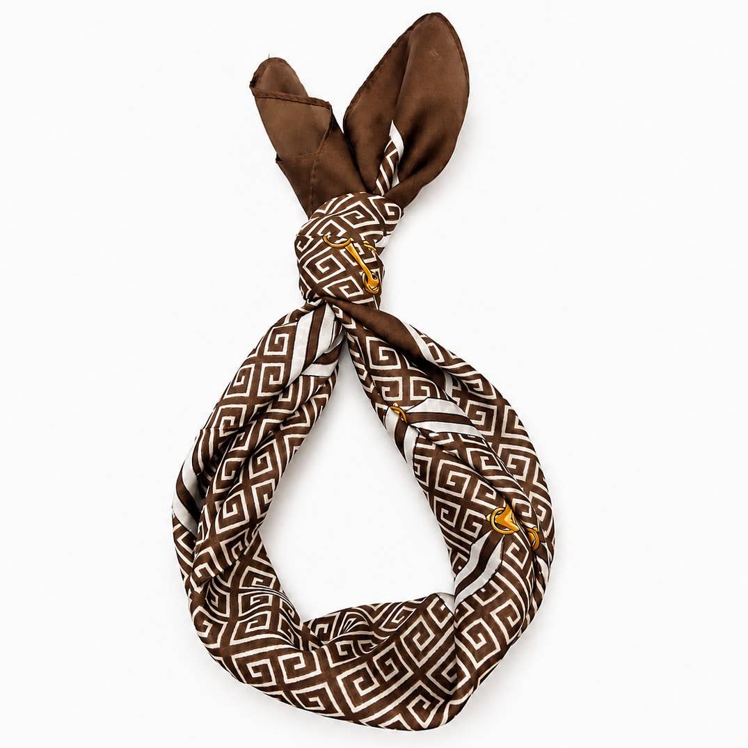 Geometric Print Silk Satin Shawl Scarf
