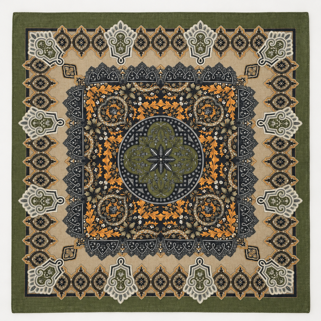 Vintage Botanical Floral Paisley Square Scarf