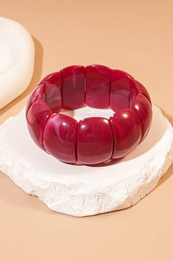 Color-Block Acrylic Stretch Cord Bracelet