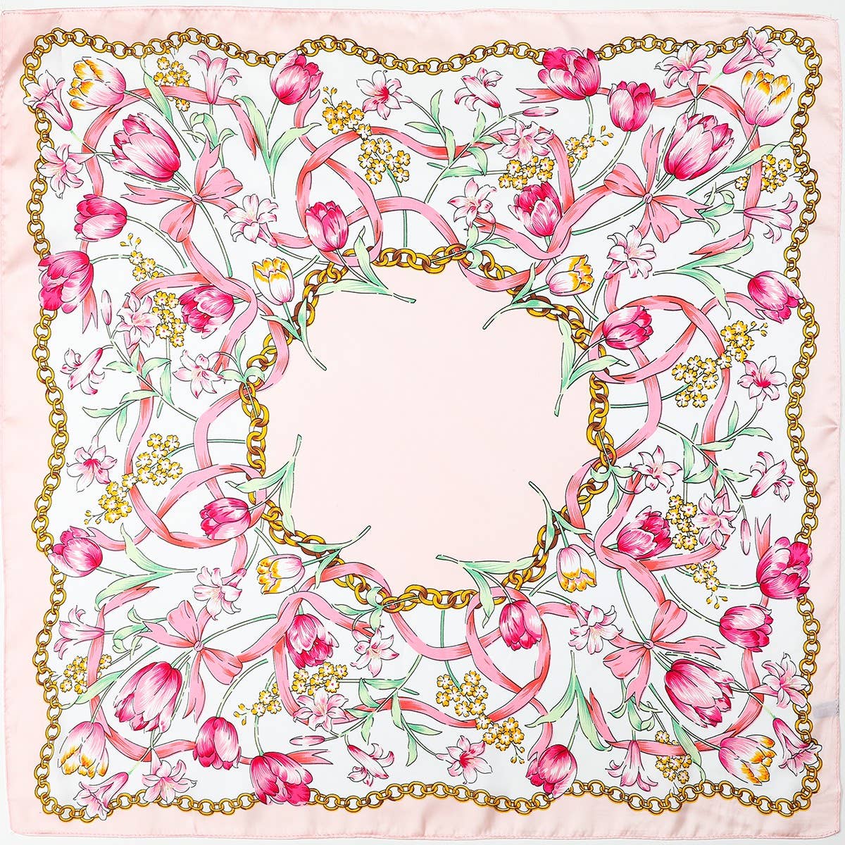 Floral Chain Print Silk-Finish Scarf