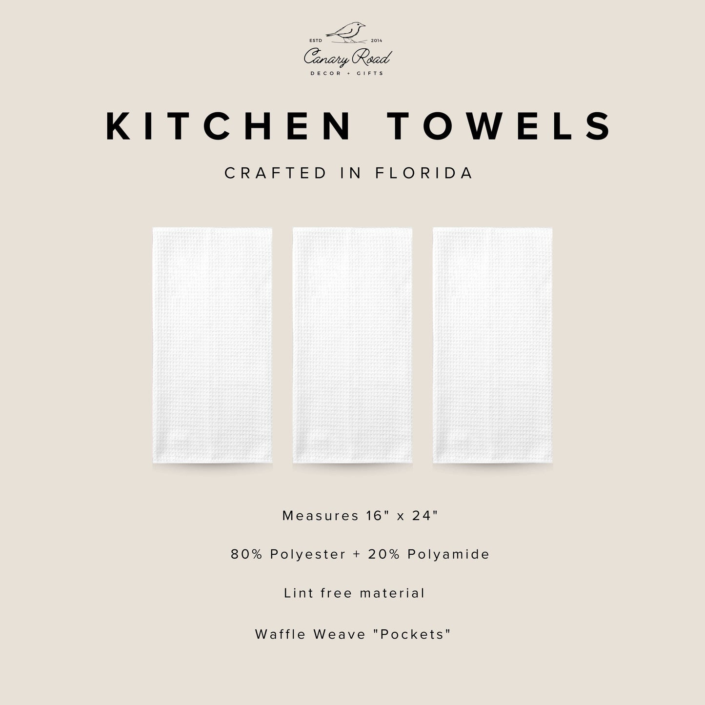 Christmas Retro Kitchen Tea Towel Waffle