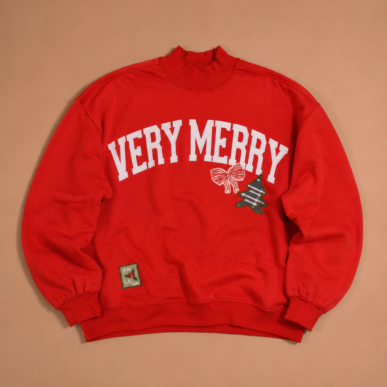 Mockneck Sweatshirt-Vintage Very Merry