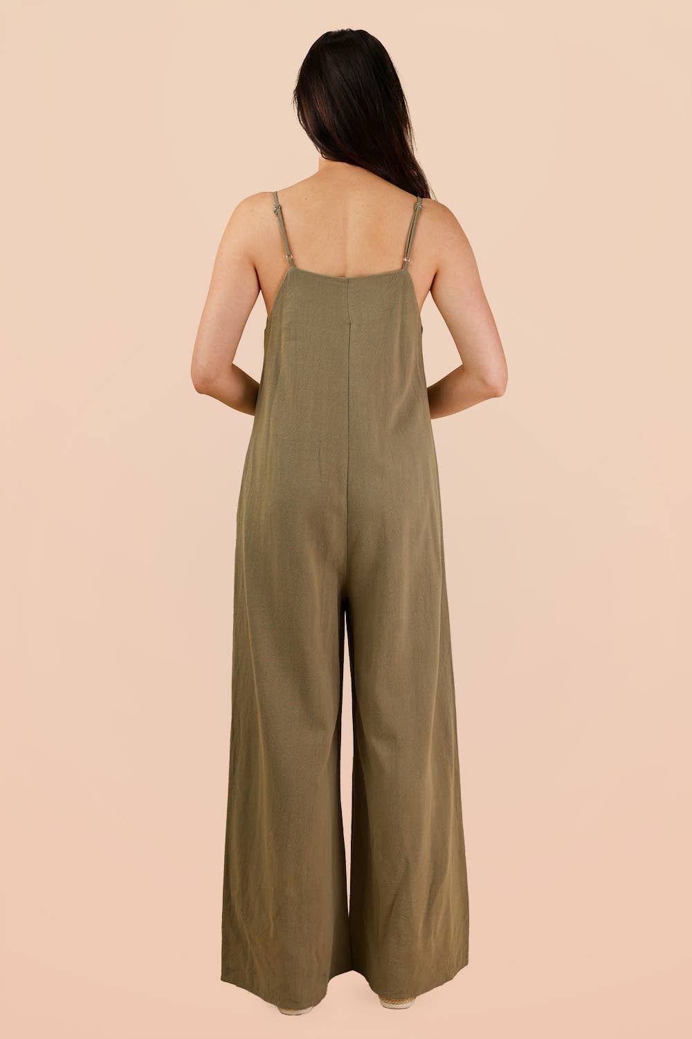 Pleated Solid Woven Sleeveless Jumpsuit