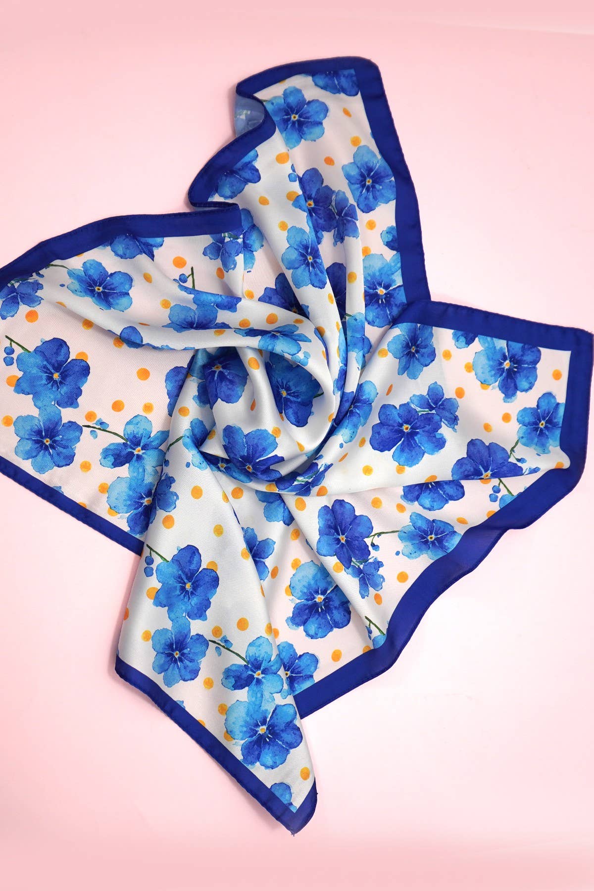 Delicate Floral Silk Finish Bandana Scarf