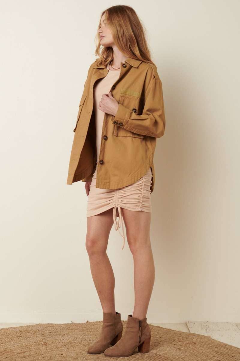 Chest Pocket Epaulet Utility Jacket-Bronze