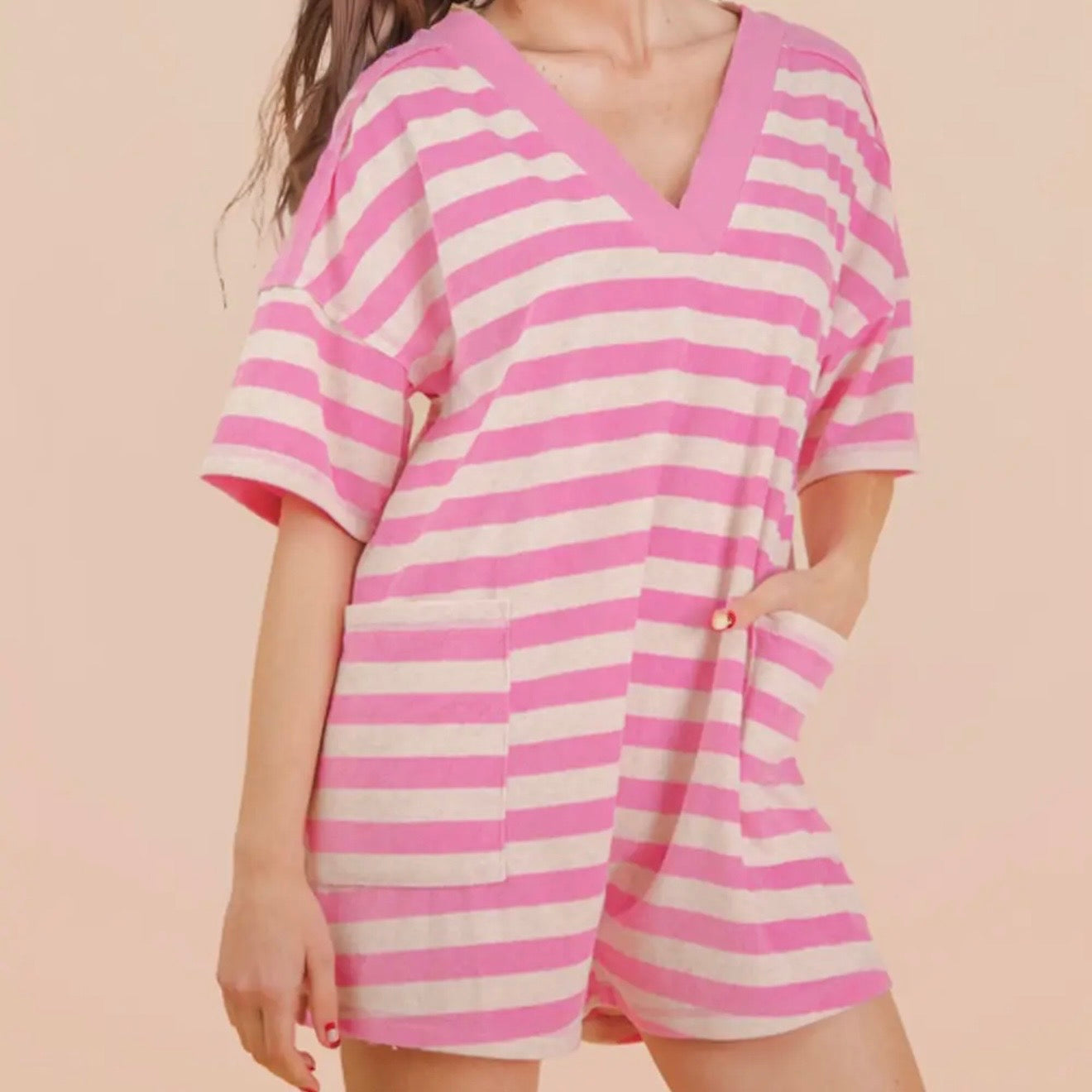 Stripe Casual Knit Romper
