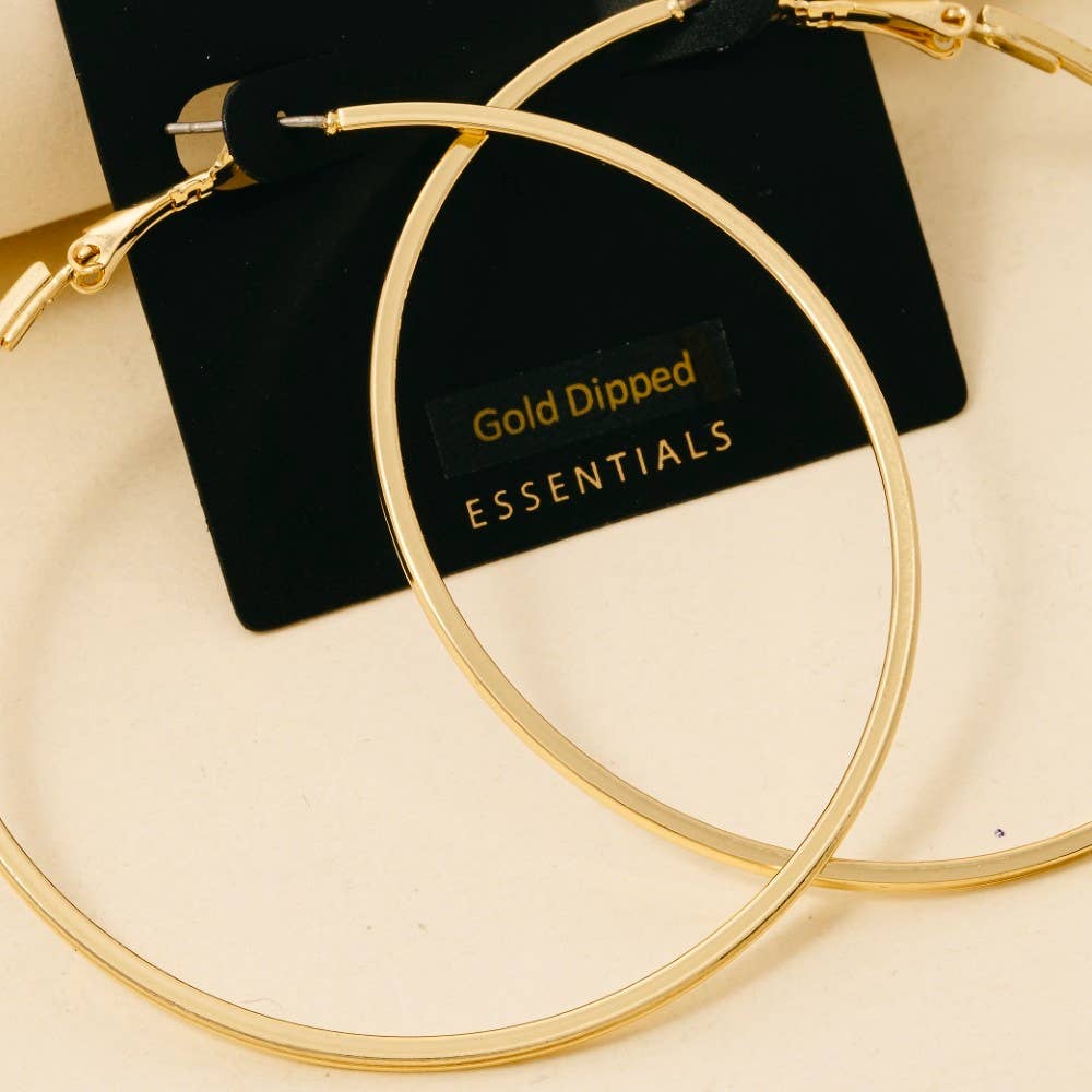 Gold Dipped Large Latch Hoop Earrings