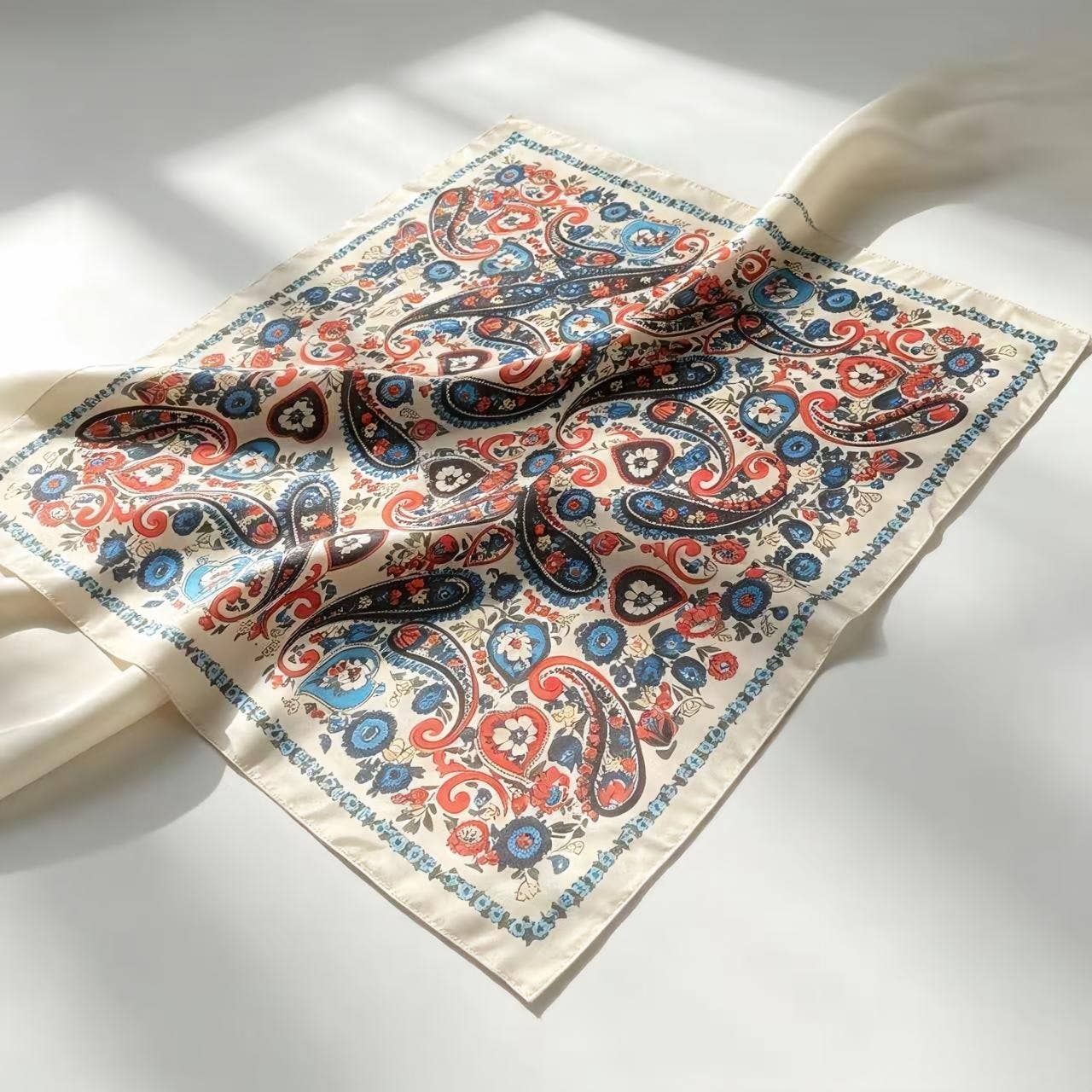 Paisley Print Silky Square Scarf