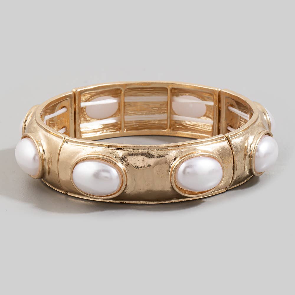 Oval Cabochon Stone Stretch Bangle Bracelet
