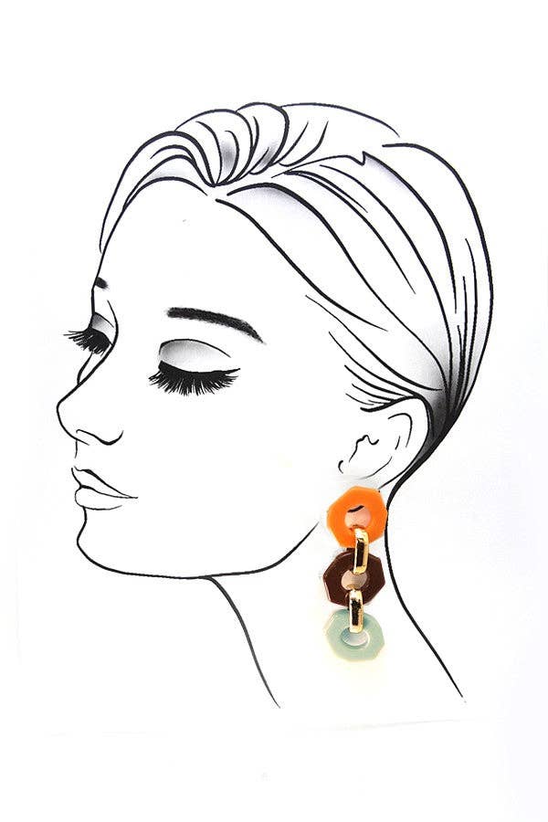 Color Block Linear Earrings