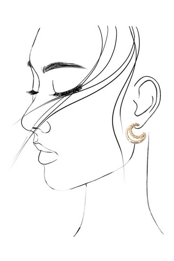 Gold Pearl Hoop Stud Trio Earrings