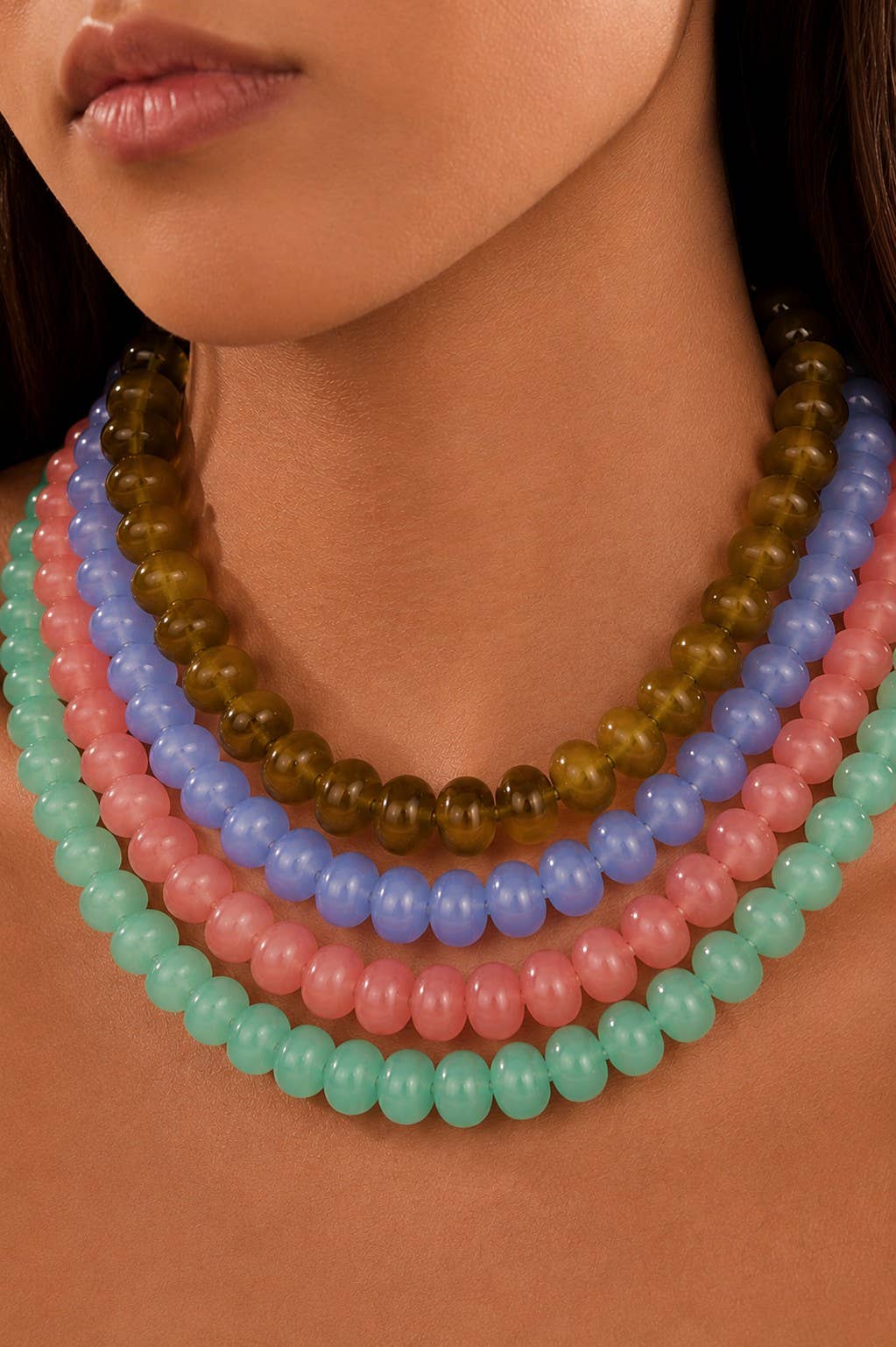 Chunky Beaded Natural Swirl Statement Necklace