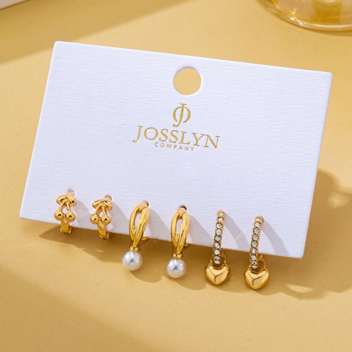 Cherry & Pearl Charm Trio Hoop Earring Set