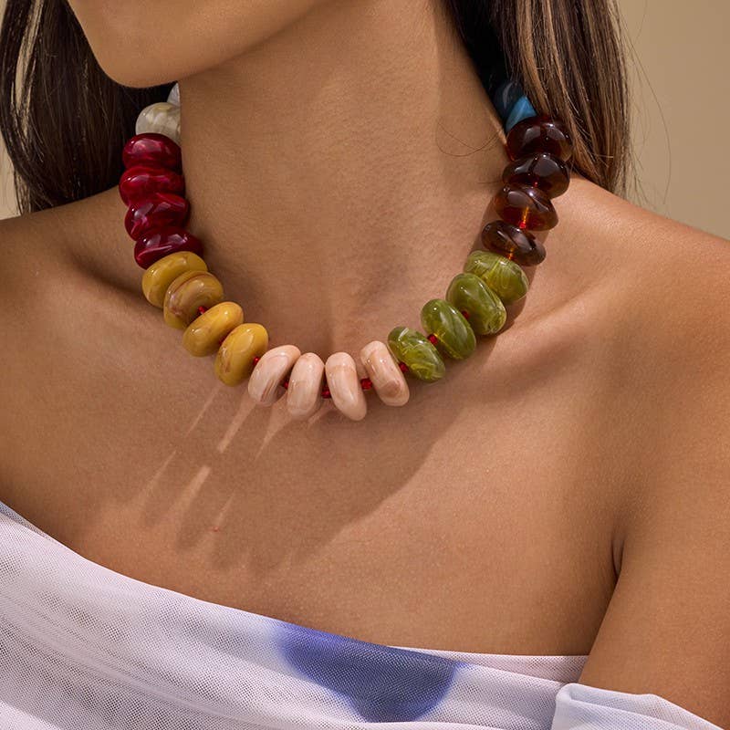 Chunk Resin Multi Colored Statement Necklace