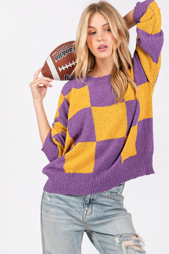 Checker Sweater Top