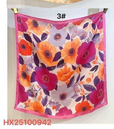 Botanical Retro Floral Silky Feel Bandana Scarf