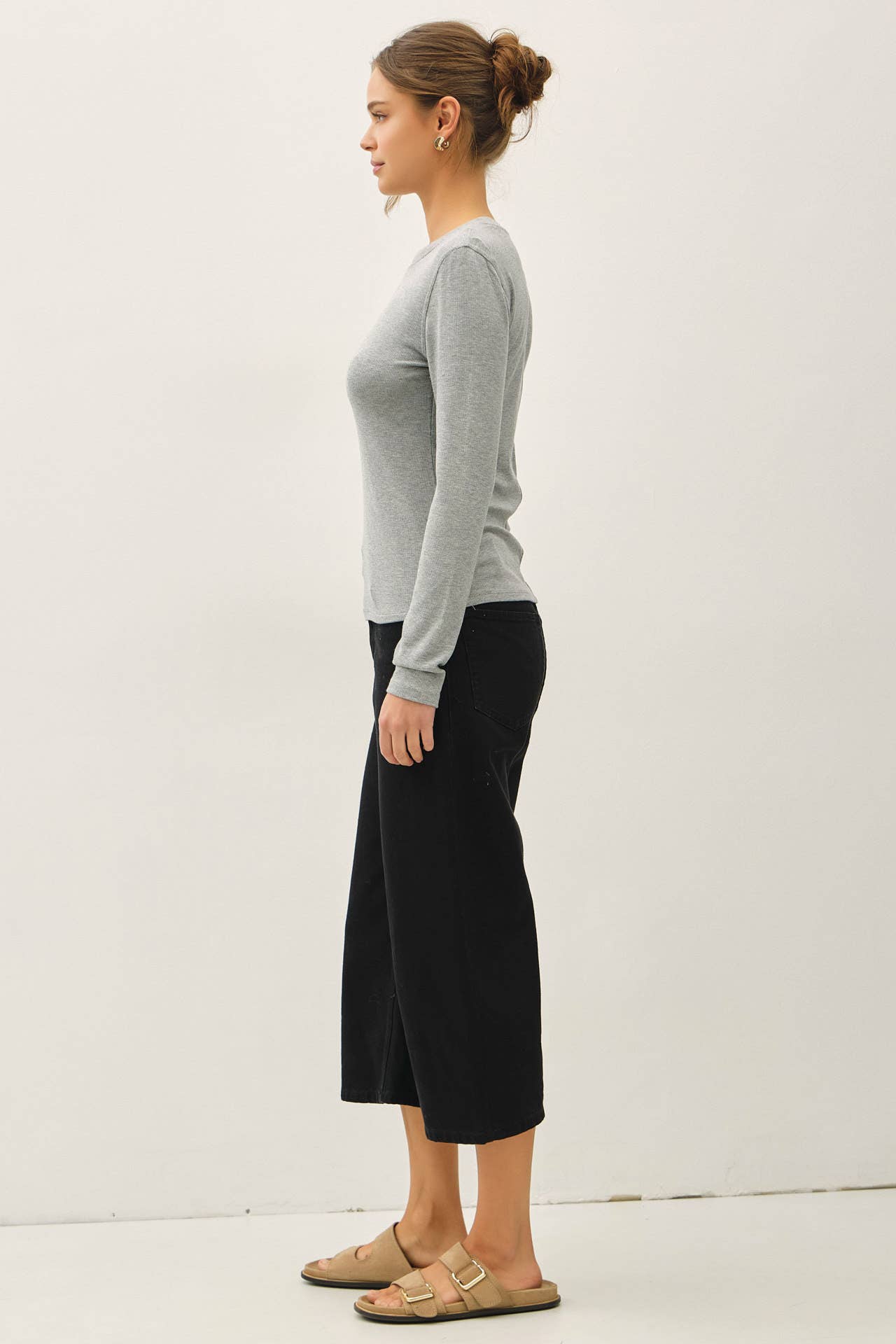 Ribbed Long Sleeve Crew Neck