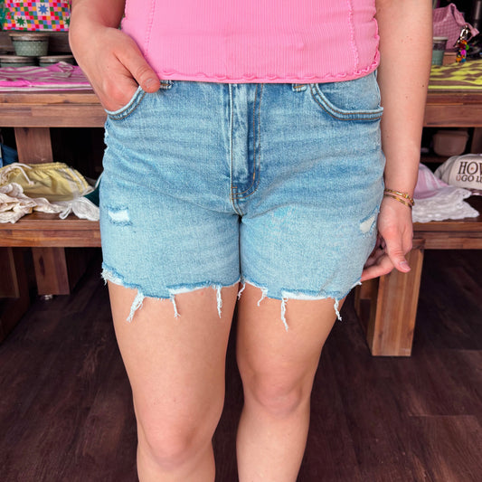 Vervet by Flying Monkey High Rise Distressed Shorts (Rebecca)