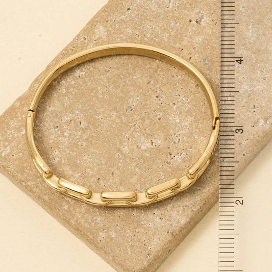 Stainless Steel Gold Plated Chain Link Bangle Bracelet