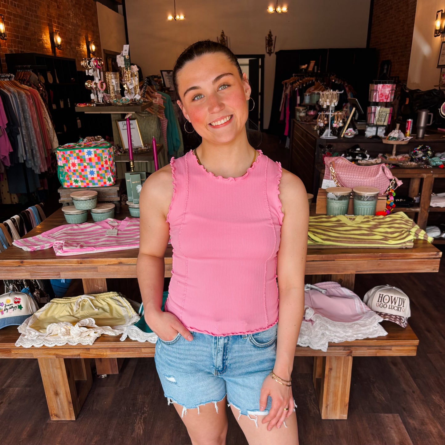 Lettuce Hem Casual Fitted Tank