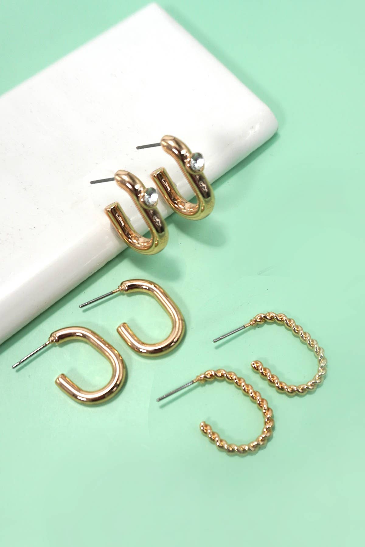 Trio Huggie Hoop Titanium Post Earrings
