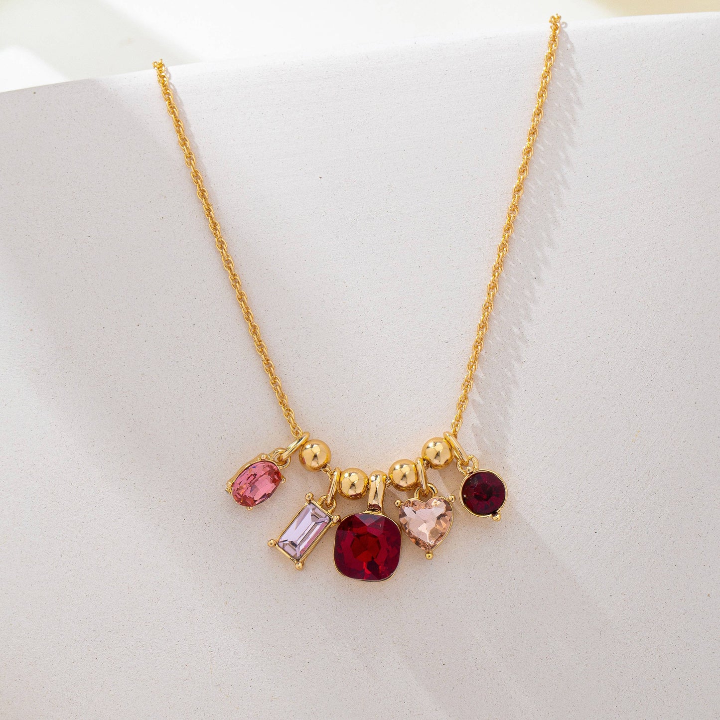Multicolor Crystal Cluster Charm Pendant Necklace