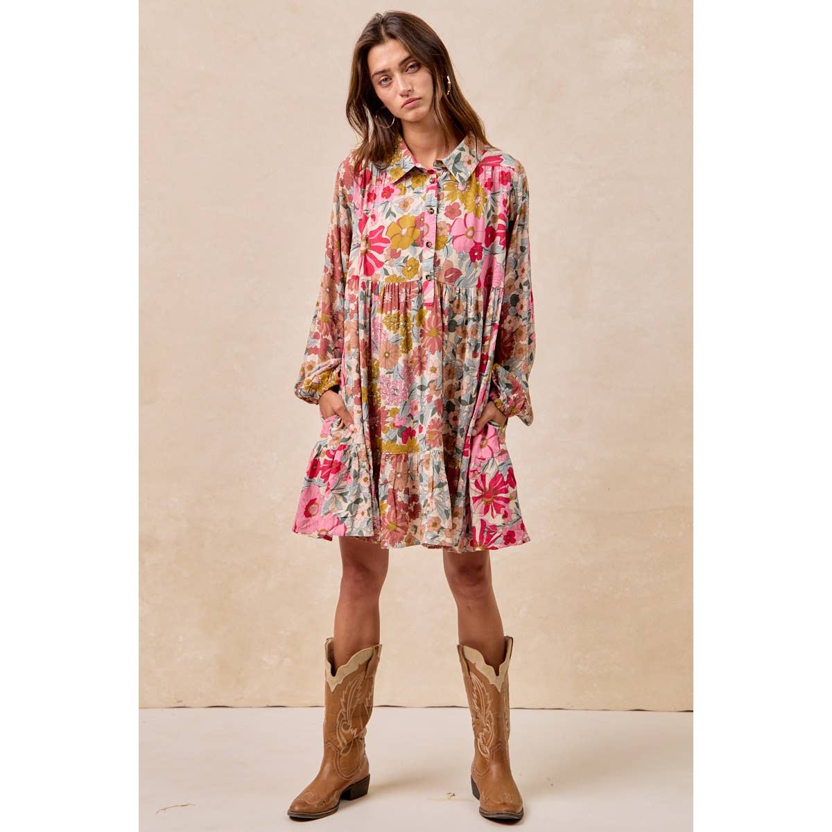 Floral Print Shirt Dress