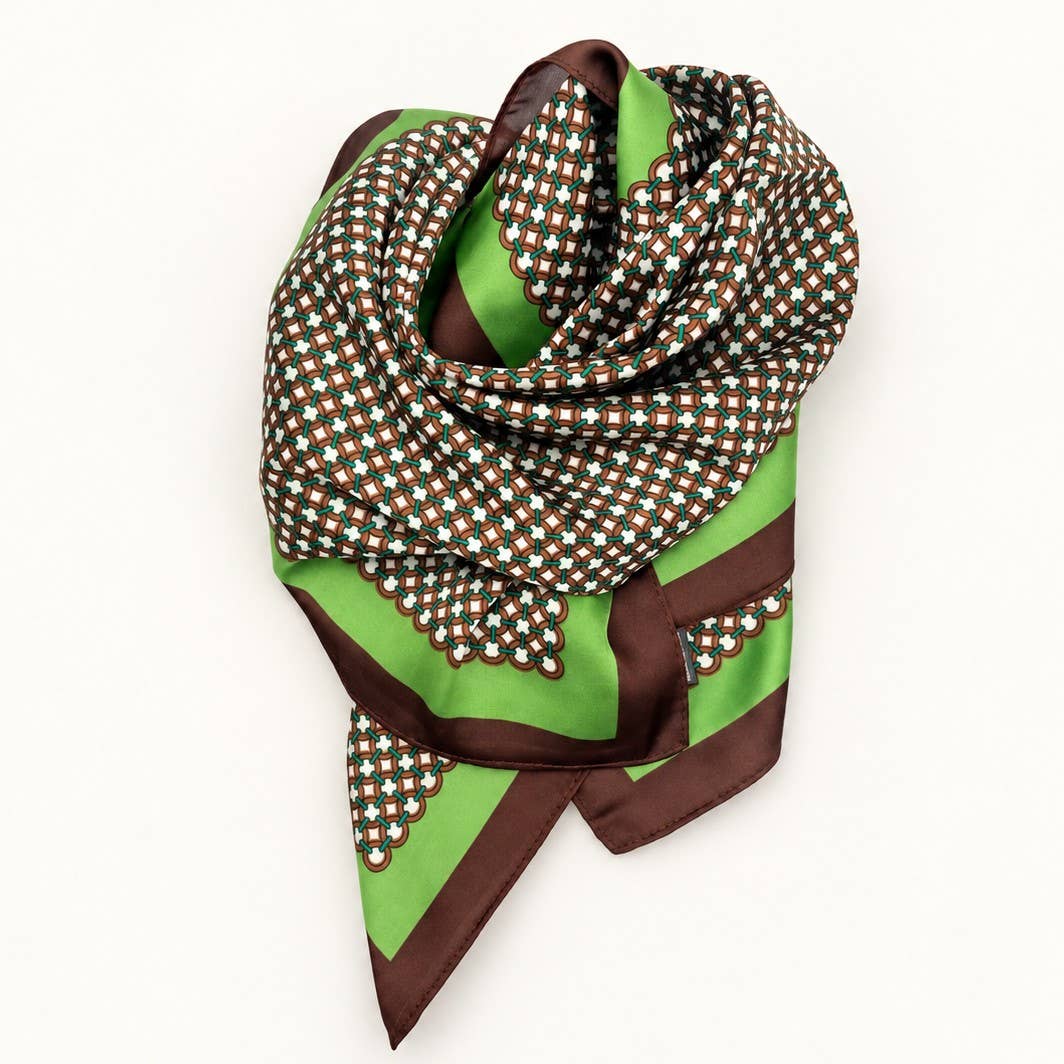 Interlocking Circle Geometric Print Square Scarf