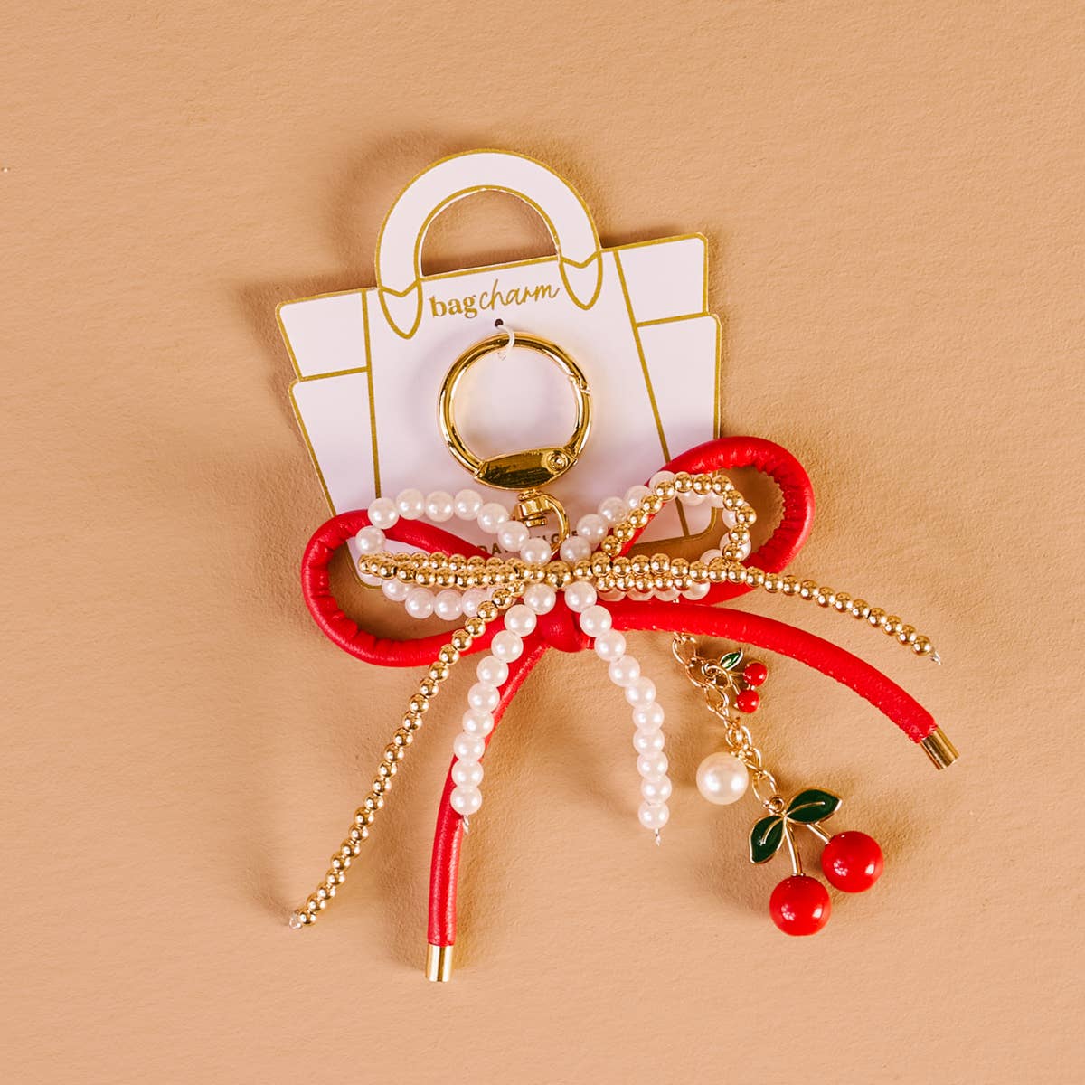 Layered Bows Bag Charm–Cherry Bliss