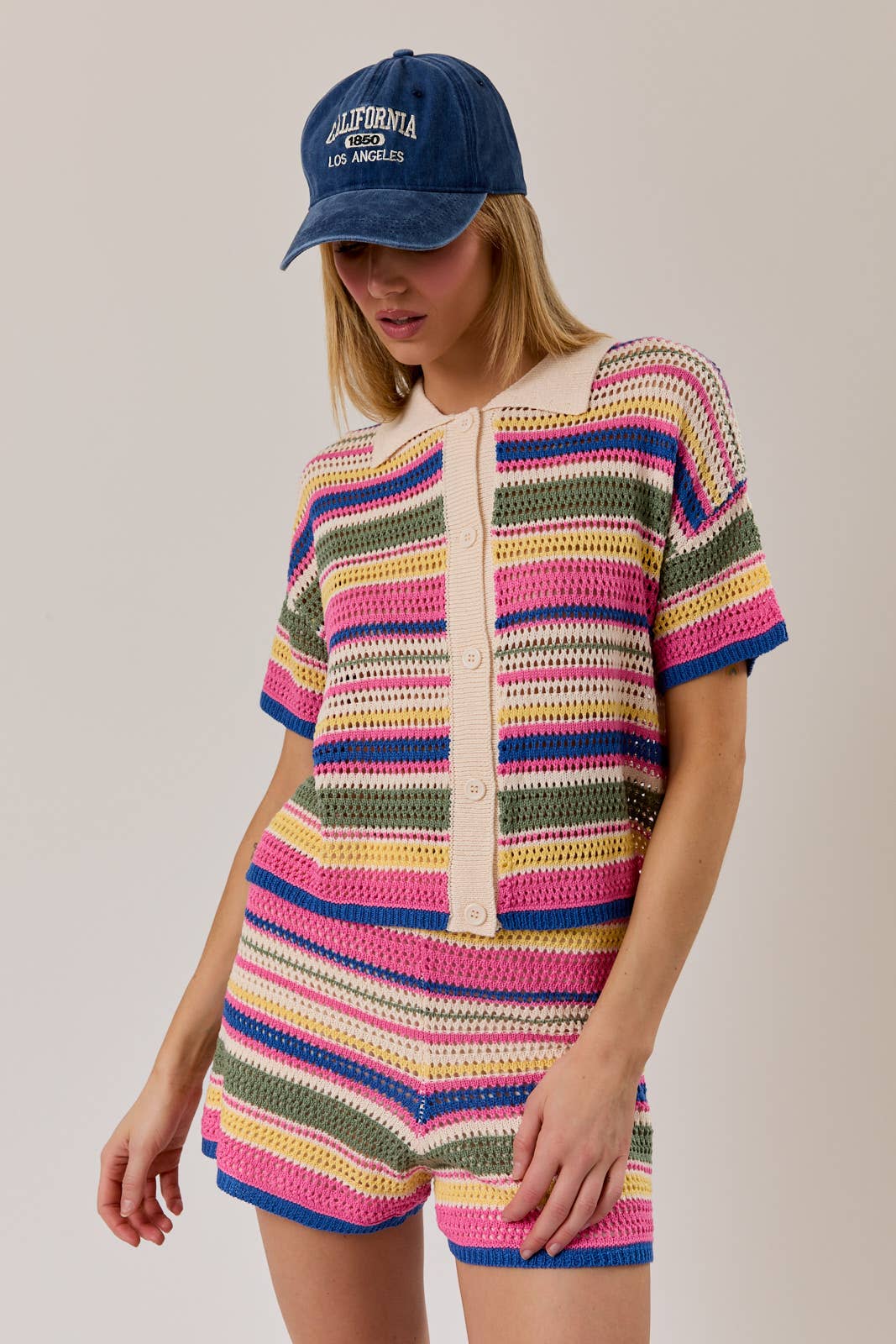 Crochet Button Down Top & Short Set