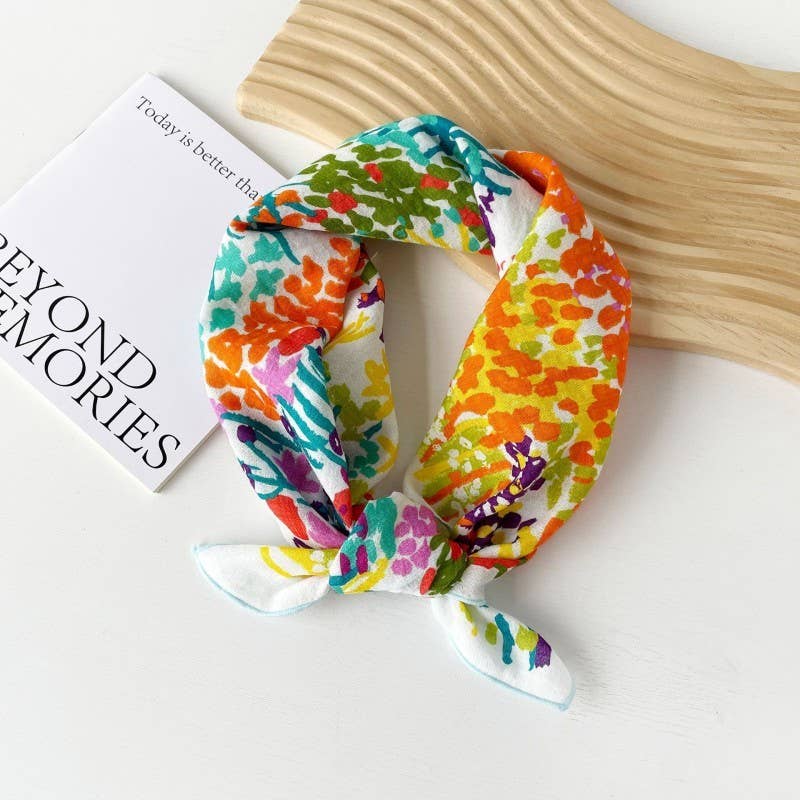 Floral Print Silk Bandana