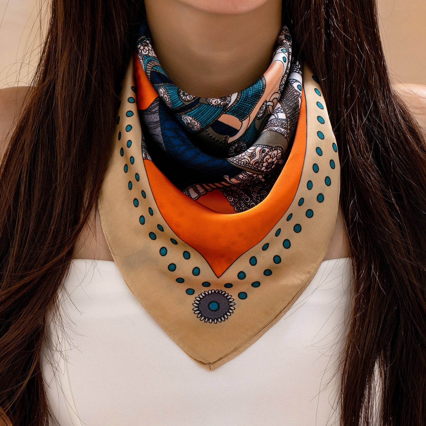 Equestrian Horse Saddle & Stirrup Printed Scarf