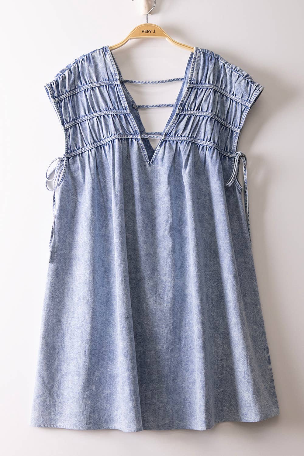Mineral Washed Chambray Mini Dress