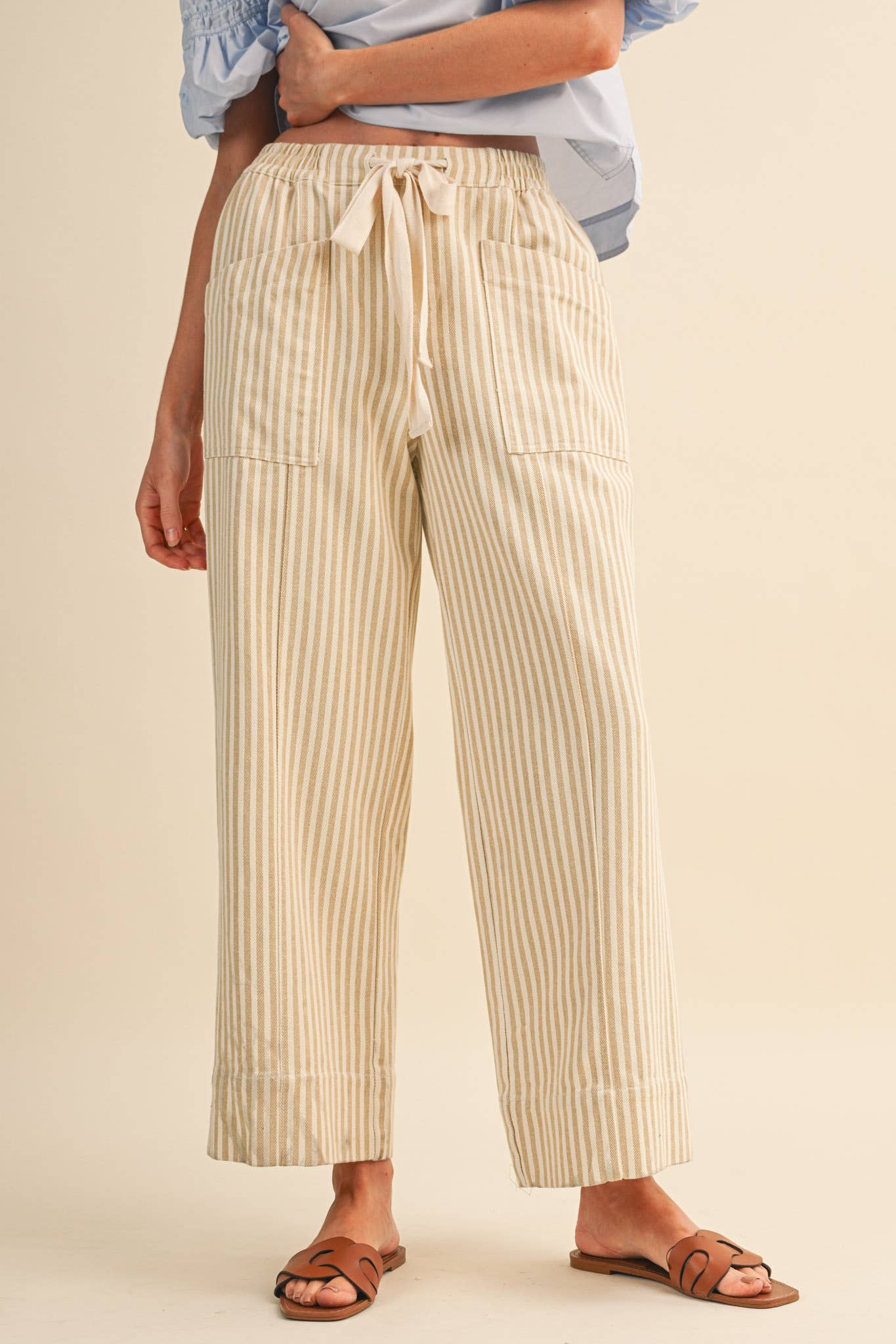 Striped Wide Leg Drawstring Pants