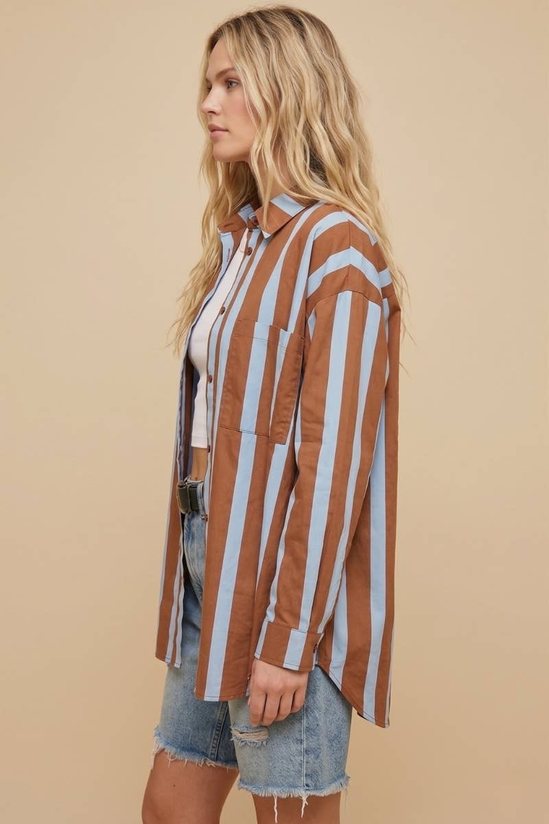 Oversized Striped Button Down