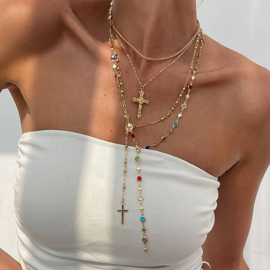 Boho Y Multi Stone Layer Necklace
