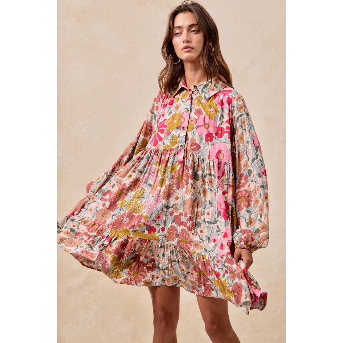Floral Print Shirt Dress
