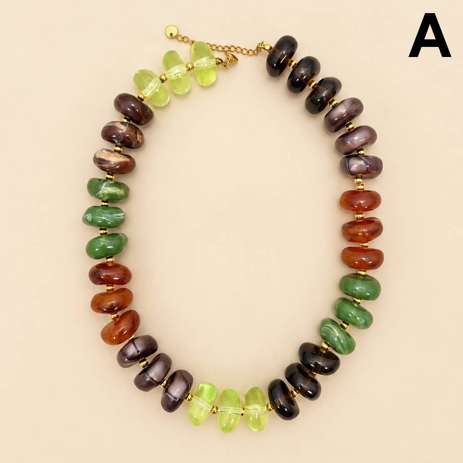 Irredgular Multi Colored Statement Necklace