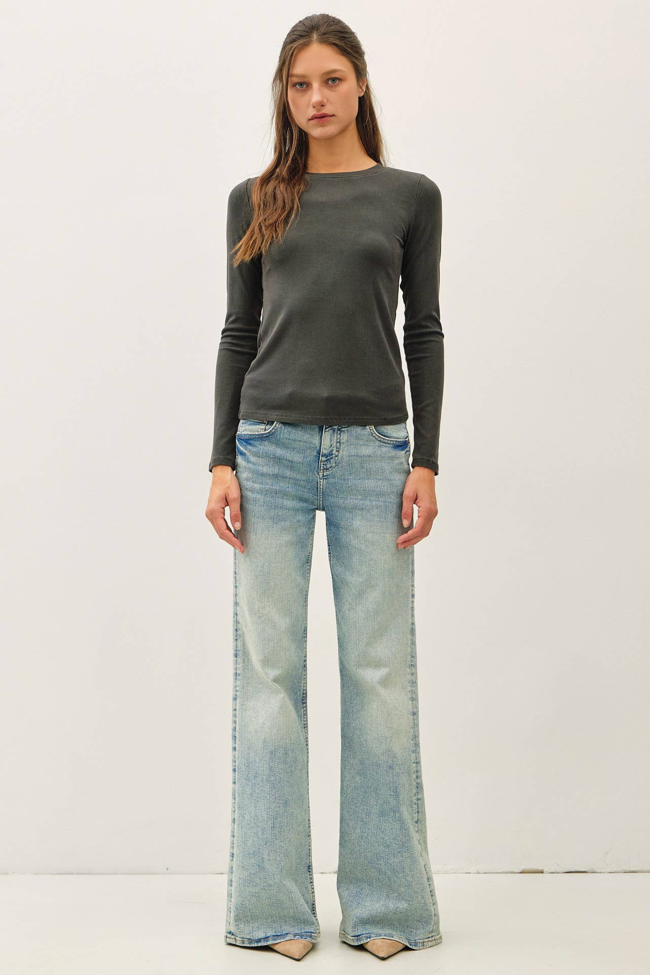 Ribbed Long Sleeve Crewneck