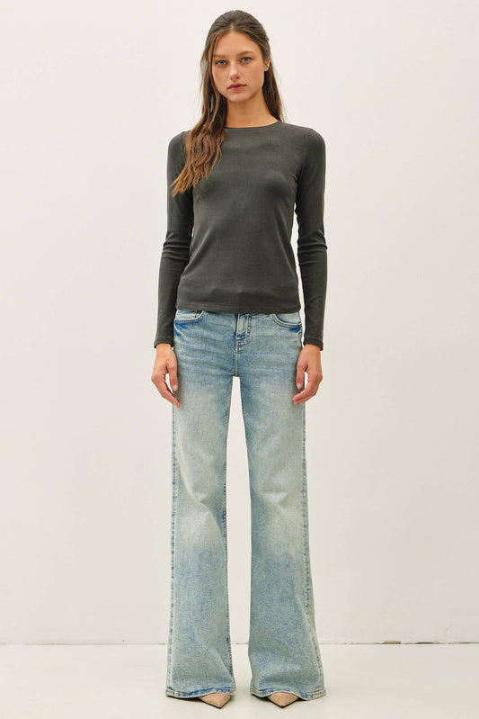 Ribbed Long Sleeve Crewneck