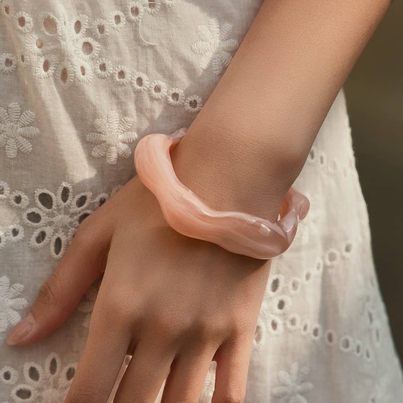 Acrylic Wavy Bamboo Design Cuff Bracelet