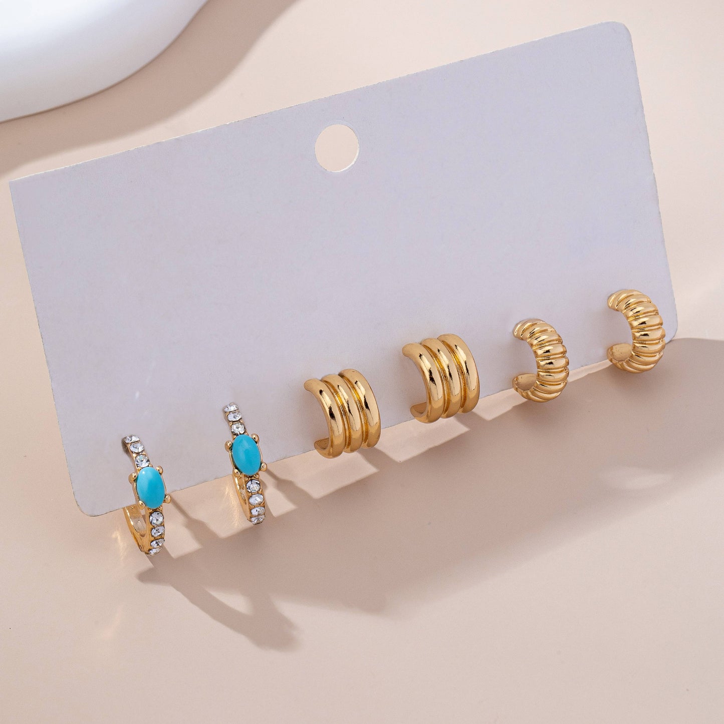 Turquoise Enamel Hoop Trio Earring Set