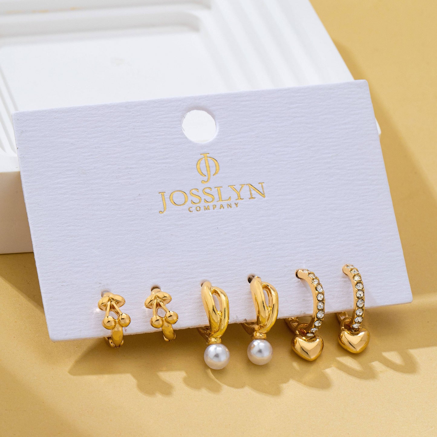 Cherry & Pearl Charm Trio Hoop Earring Set