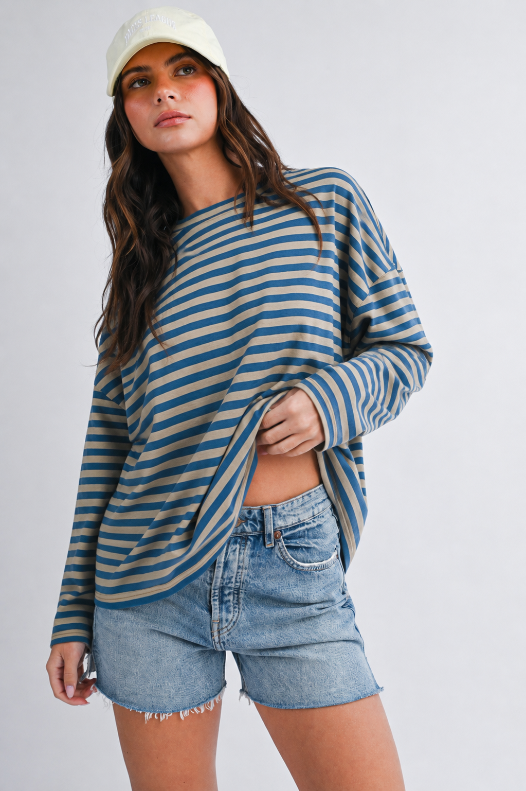 Oversized Stripe Long Sleeve Boyfriend Tee