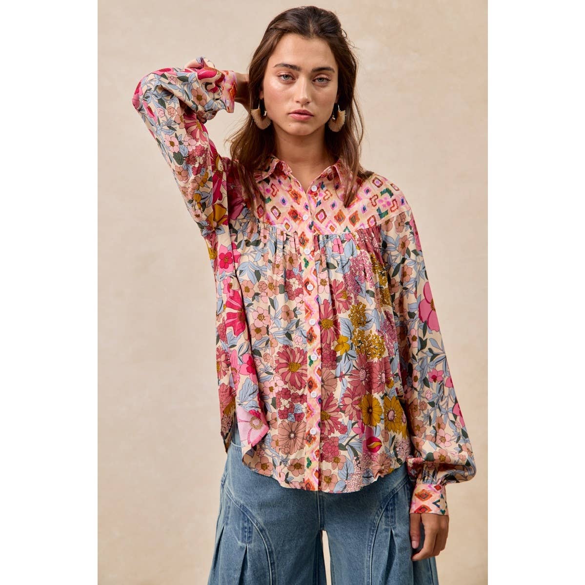 Floral Print Mix and Match Blouse