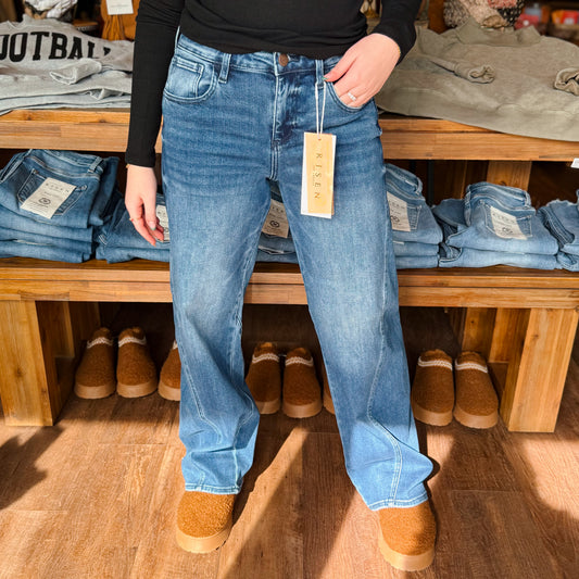 Risen Dark Wash Slouchy Barrel Jeans