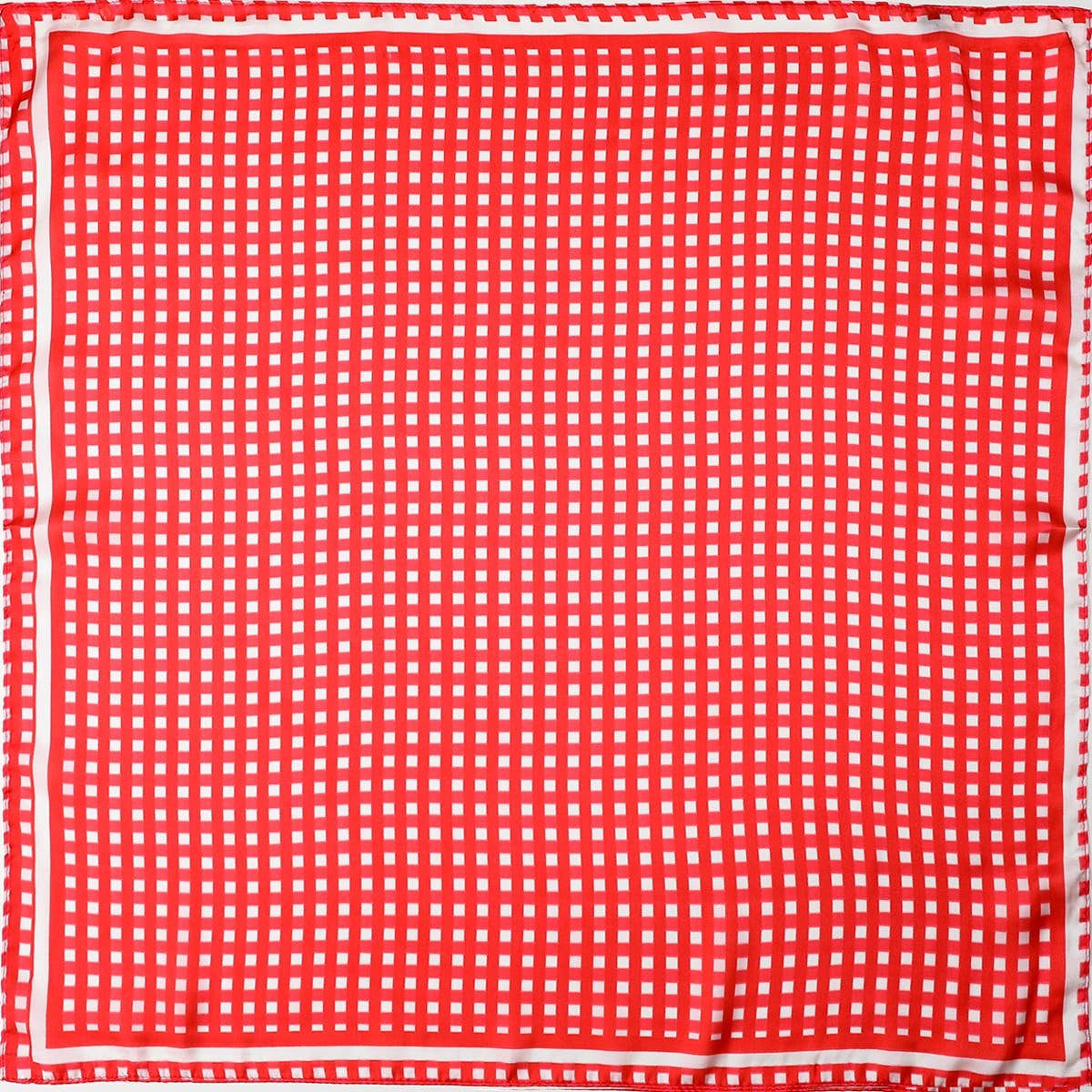 Red Gingham Silk-Finish Square Scarf