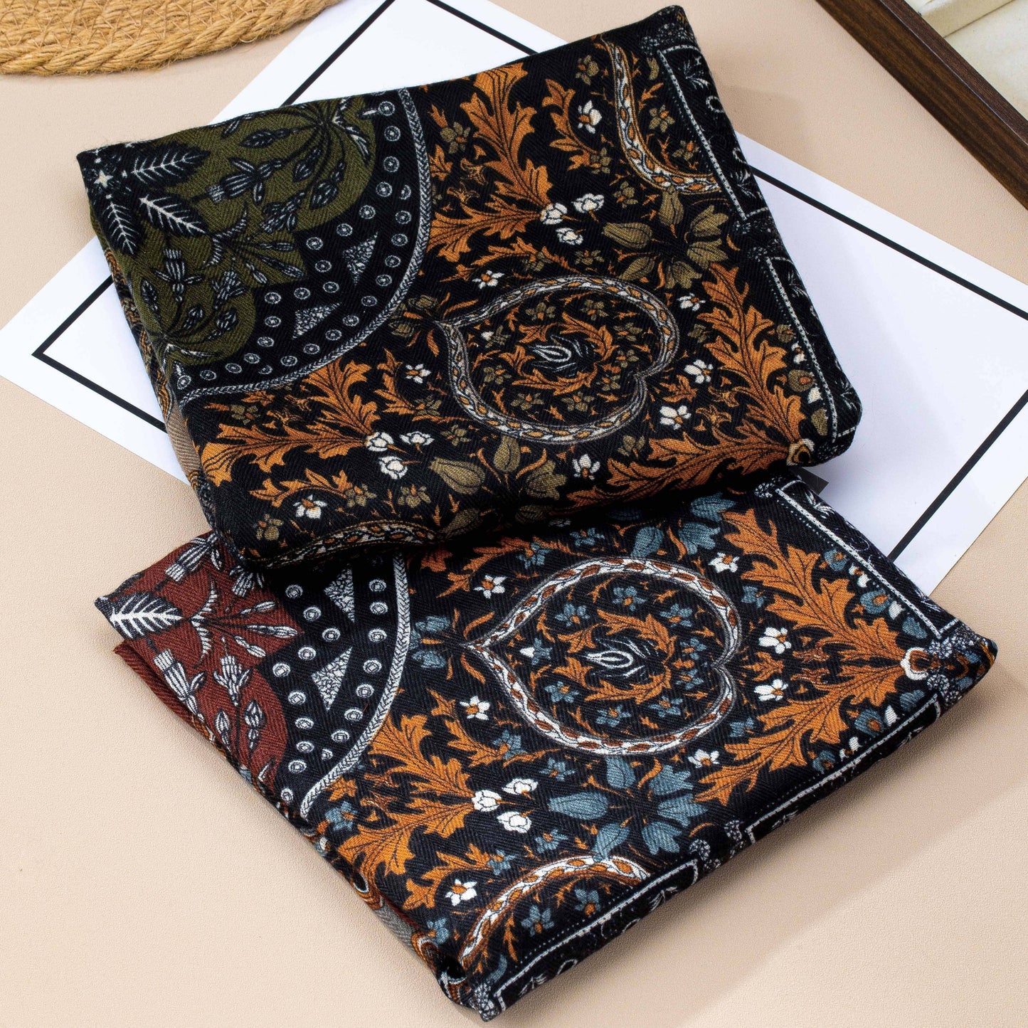 Vintage Botanical Floral Paisley Square Scarf