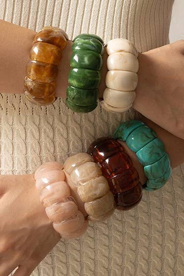 Color-Block Acrylic Stretch Cord Bracelet