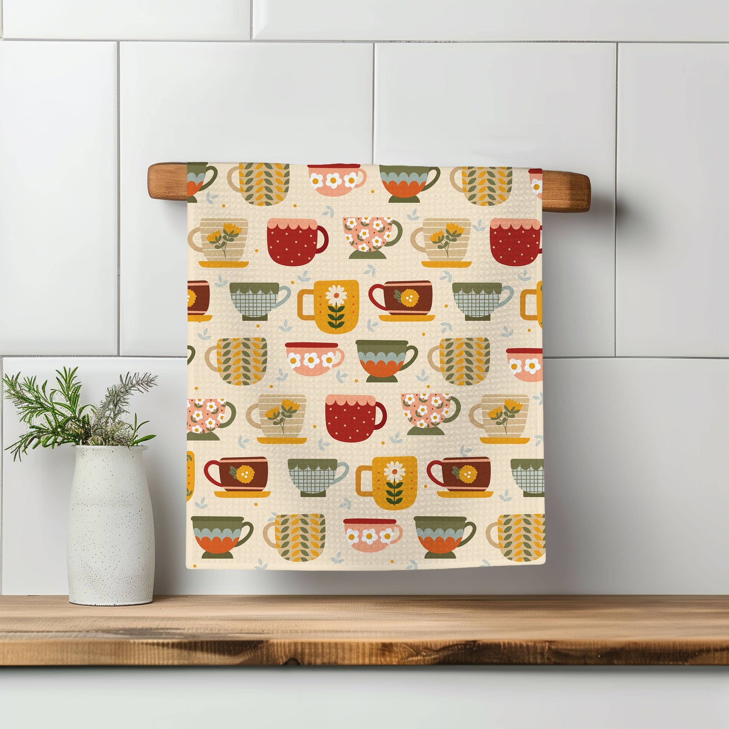 Tea Cup Kitchen Towel Dish